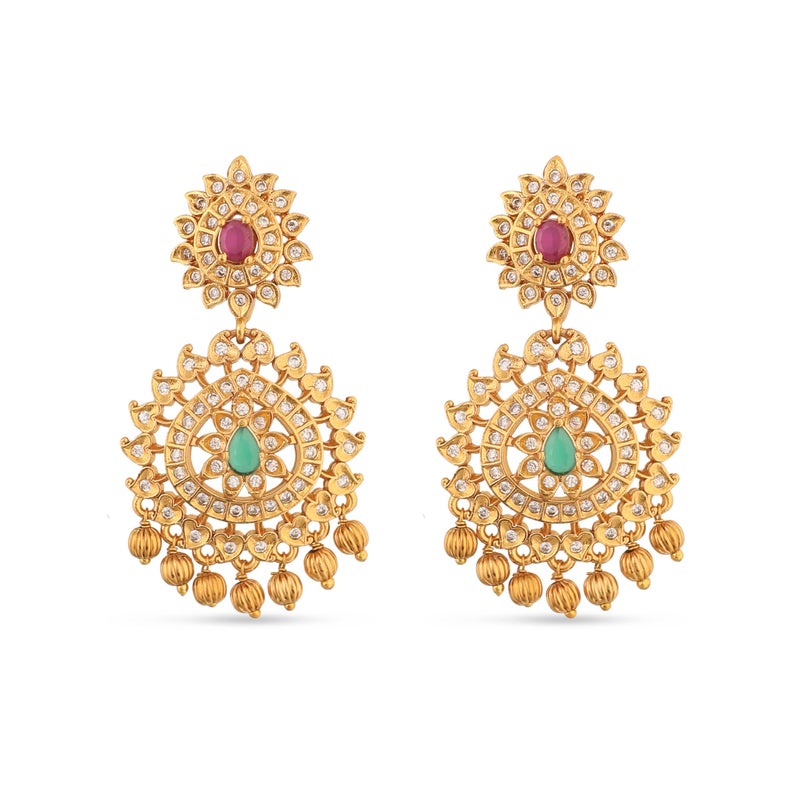 TARINIKA Antique Gold Plated Indian Long Necklace Set for Women with Jhumka, Dangle, Drop Earring Brass Traditional Wedding Desi Jewelry CZ Gemstone Bridal Necklace (Binal Antique) - Image 3
